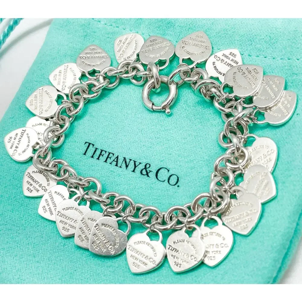 Tiffany & Co. Return to Tiffany Multi Heart Tag Bracelet Sterling Silver 7" - Picture 11 of 15